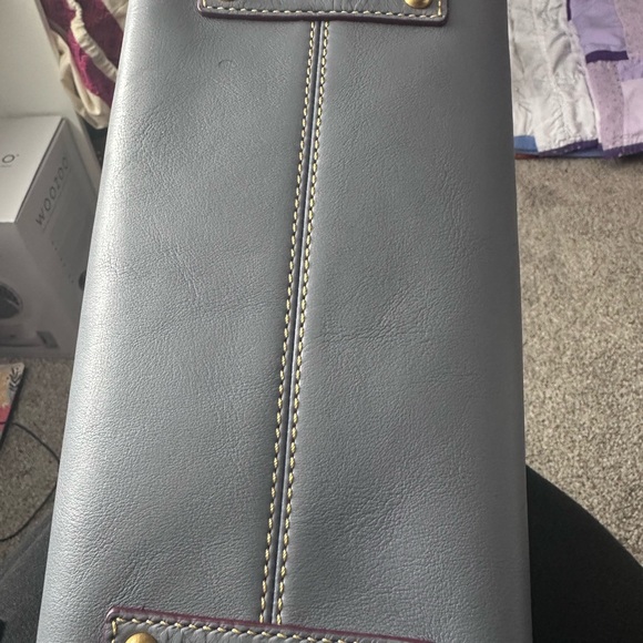 Dooney and Bourke Florentine Leather Cameron Satchel - Steel Blue - Picture 9 of 11